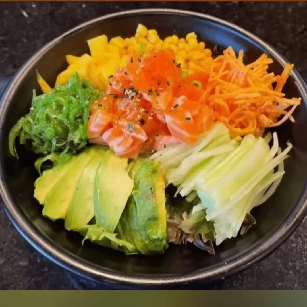 Colorful mixed ingredients in a bowl at AKAMI Sushi & Grill,a Japanese Restaurant in Dawsonville